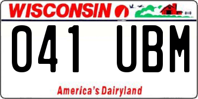 WI license plate 041UBM