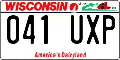 WI license plate 041UXP