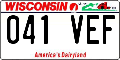 WI license plate 041VEF