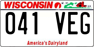 WI license plate 041VEG