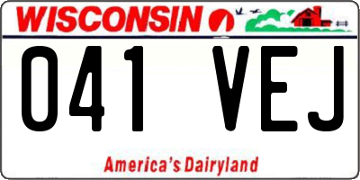 WI license plate 041VEJ