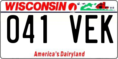 WI license plate 041VEK