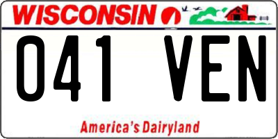 WI license plate 041VEN