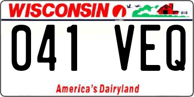 WI license plate 041VEQ