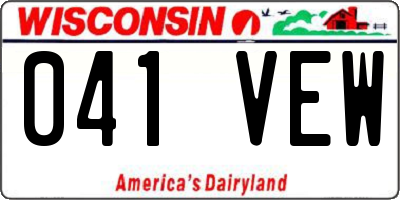 WI license plate 041VEW