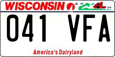 WI license plate 041VFA