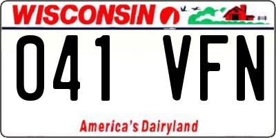 WI license plate 041VFN
