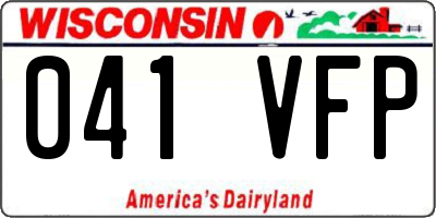 WI license plate 041VFP