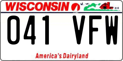 WI license plate 041VFW