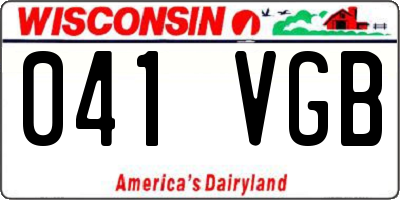WI license plate 041VGB
