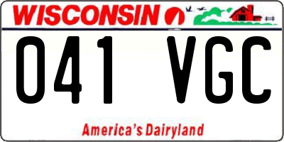 WI license plate 041VGC