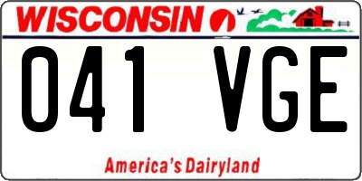 WI license plate 041VGE