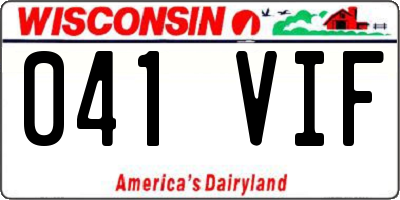 WI license plate 041VIF