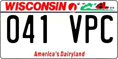 WI license plate 041VPC