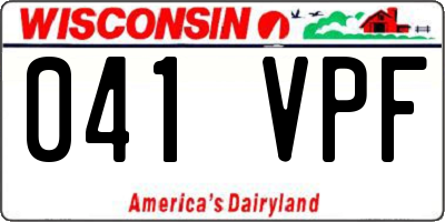 WI license plate 041VPF