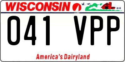 WI license plate 041VPP