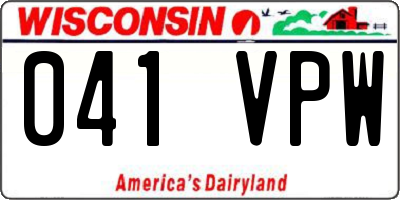WI license plate 041VPW