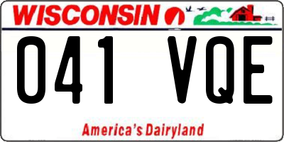 WI license plate 041VQE