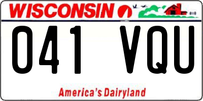 WI license plate 041VQU