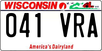 WI license plate 041VRA