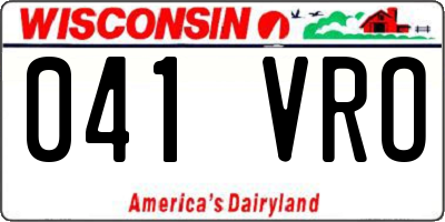 WI license plate 041VRO