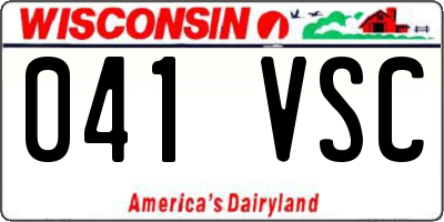 WI license plate 041VSC