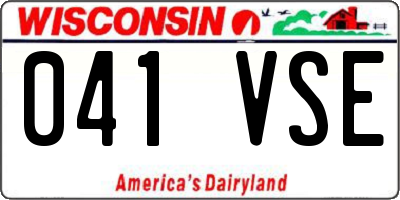 WI license plate 041VSE