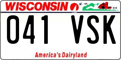 WI license plate 041VSK