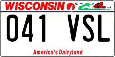 WI license plate 041VSL