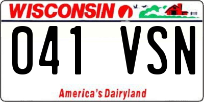 WI license plate 041VSN