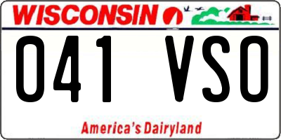 WI license plate 041VSO