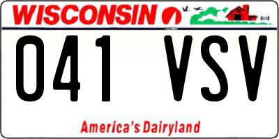 WI license plate 041VSV
