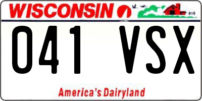 WI license plate 041VSX