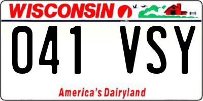 WI license plate 041VSY