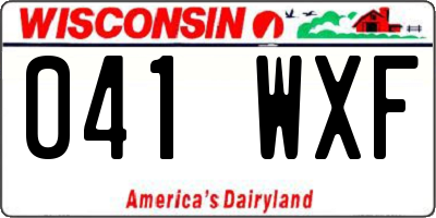 WI license plate 041WXF