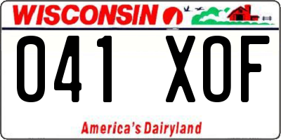 WI license plate 041XOF