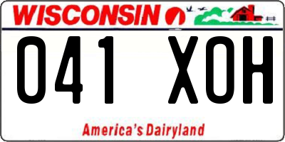 WI license plate 041XOH