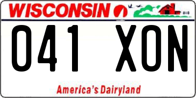 WI license plate 041XON