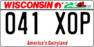 WI license plate 041XOP