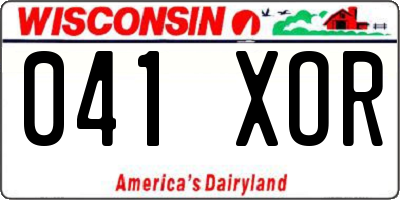 WI license plate 041XOR