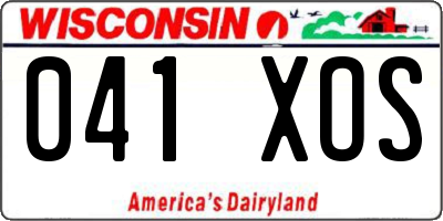 WI license plate 041XOS
