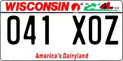 WI license plate 041XOZ