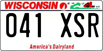 WI license plate 041XSR