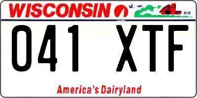 WI license plate 041XTF