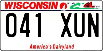 WI license plate 041XUN