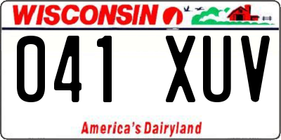 WI license plate 041XUV