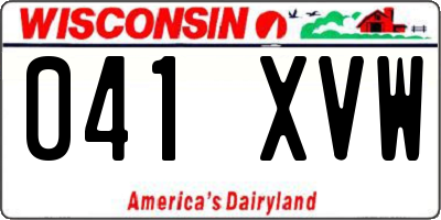WI license plate 041XVW