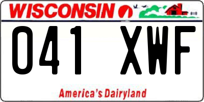 WI license plate 041XWF