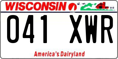 WI license plate 041XWR