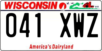 WI license plate 041XWZ